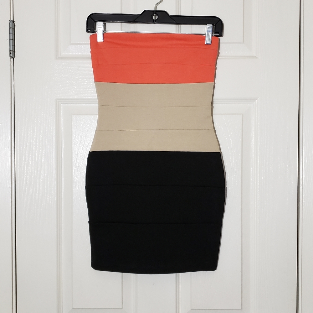 Strapless colorblock dress